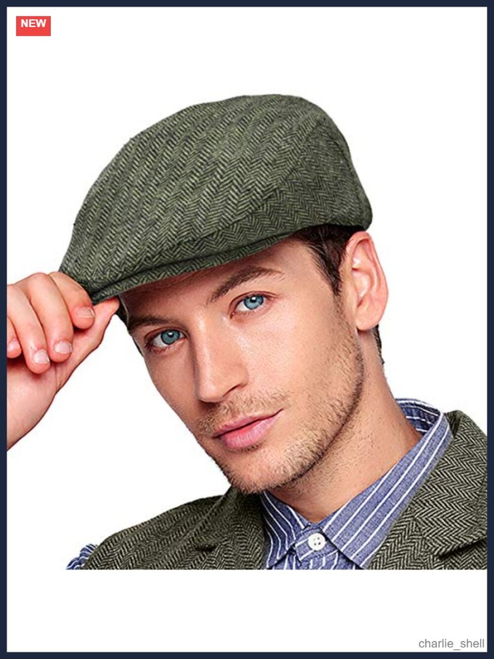 Men's Wool Blend Herringbone Flat Ivy Newsboy Cabbie Hat 1920s Tweed
